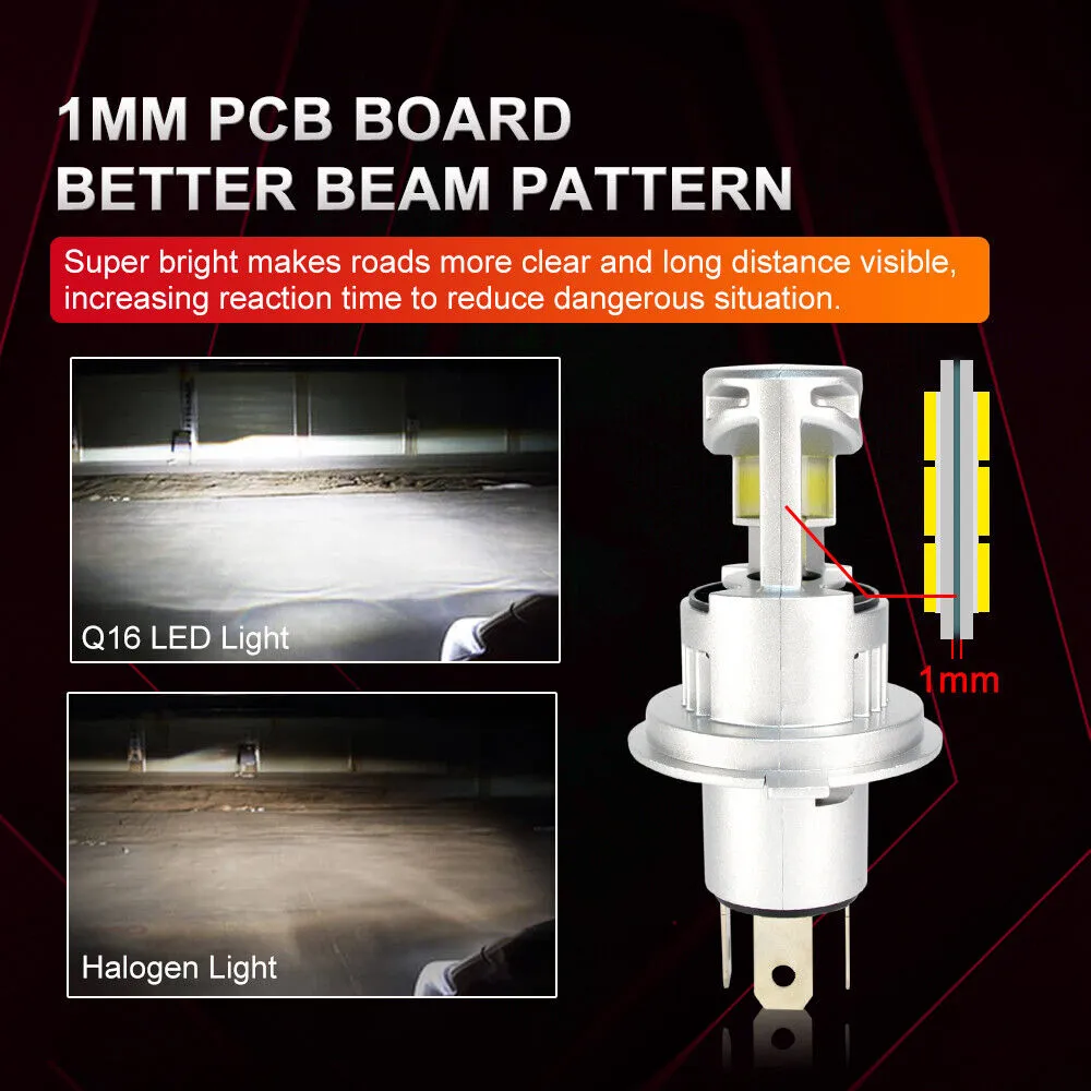 2 x H4 LED Headlight Bulbs 100W 6500K 9003 HB2 High / Low Dual Beam Globes AUS