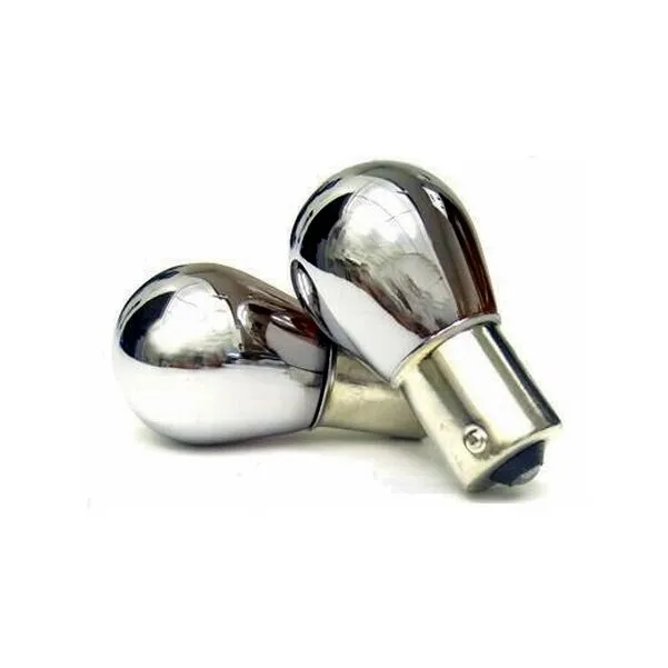 2x CHROME Turn Signal Globes Bulb HAYABUSA GSXR ZX6 ZX10 ZX14 1156 Offset BAU15s