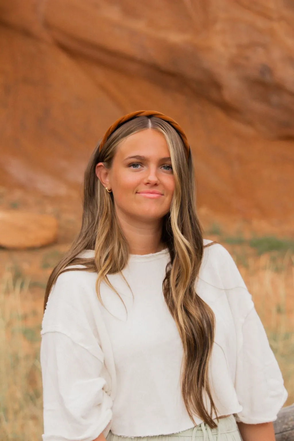 Brown Velvet Braided Headband Andi