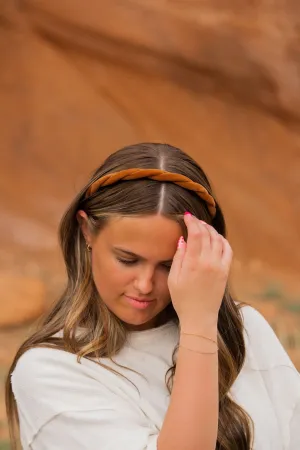 Brown Velvet Braided Headband Andi