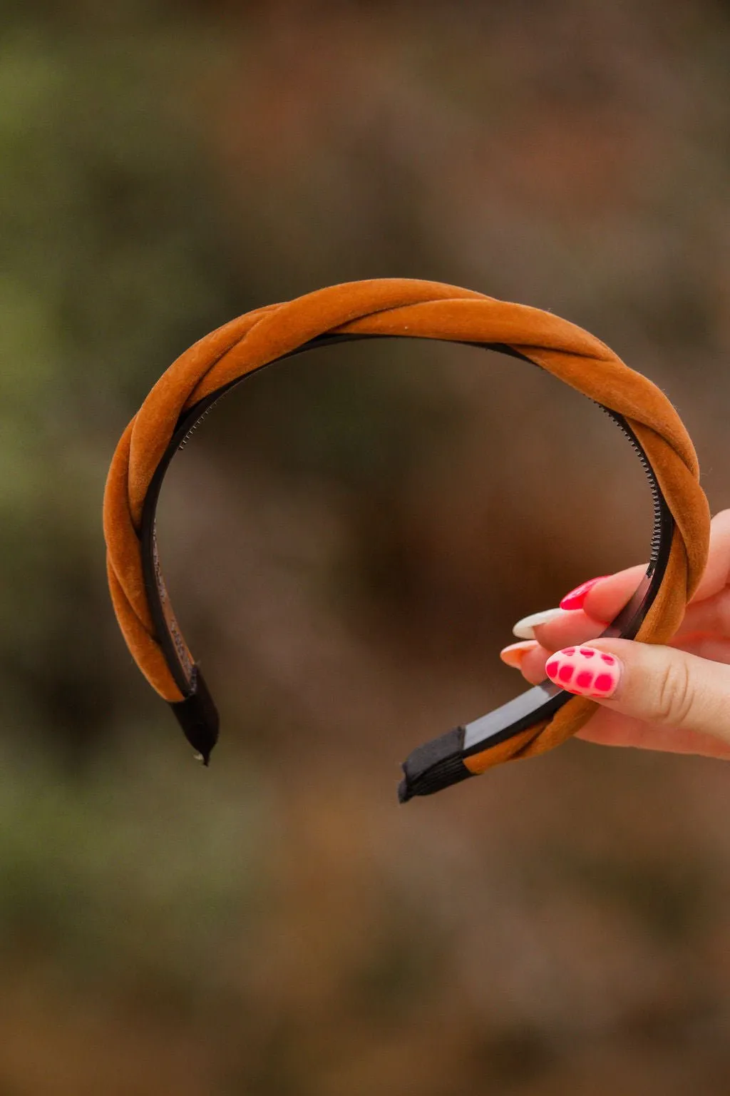 Brown Velvet Braided Headband Andi