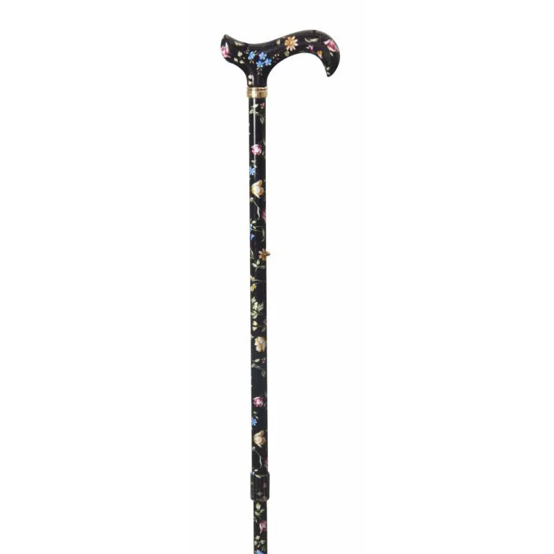 Classic Canes Tea Party Derby Adjustable Black Floral