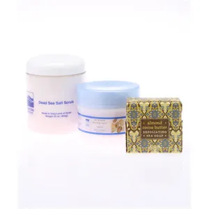 Dead Sea Spa Care DeadSea-202 32 oz Almond Salt Scrub&#44; 8 oz Almond Shea Butter&#44; 6.35 oz Almond Cocoa Butter Exfoliating Soap