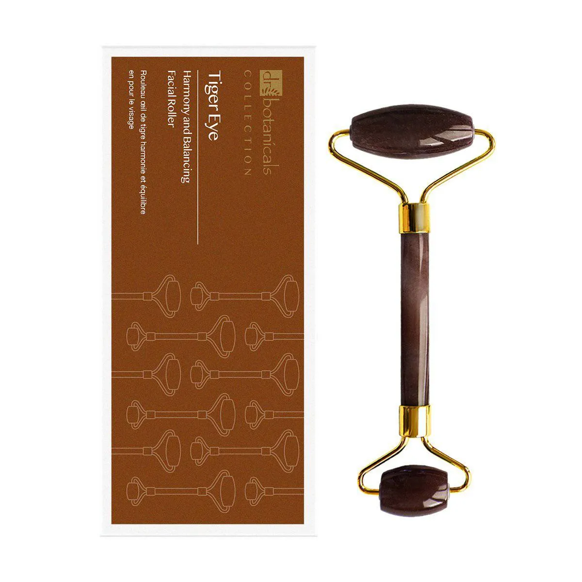 Dr Botanicals Tiger Eye Harmony and Balancing Facial Roller (Gold Metal Handle)