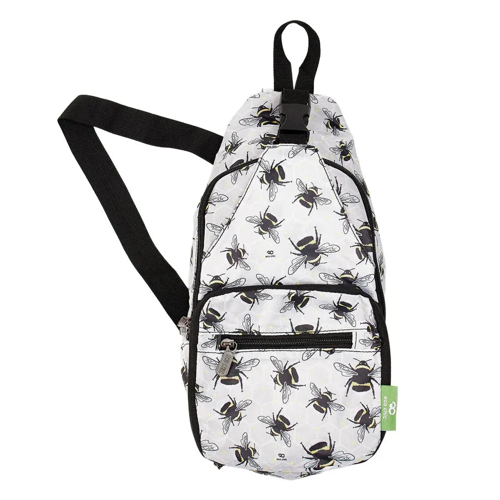 Eco Chic Lightweight Foldable Crossbody Bag Grey Bumble Bee