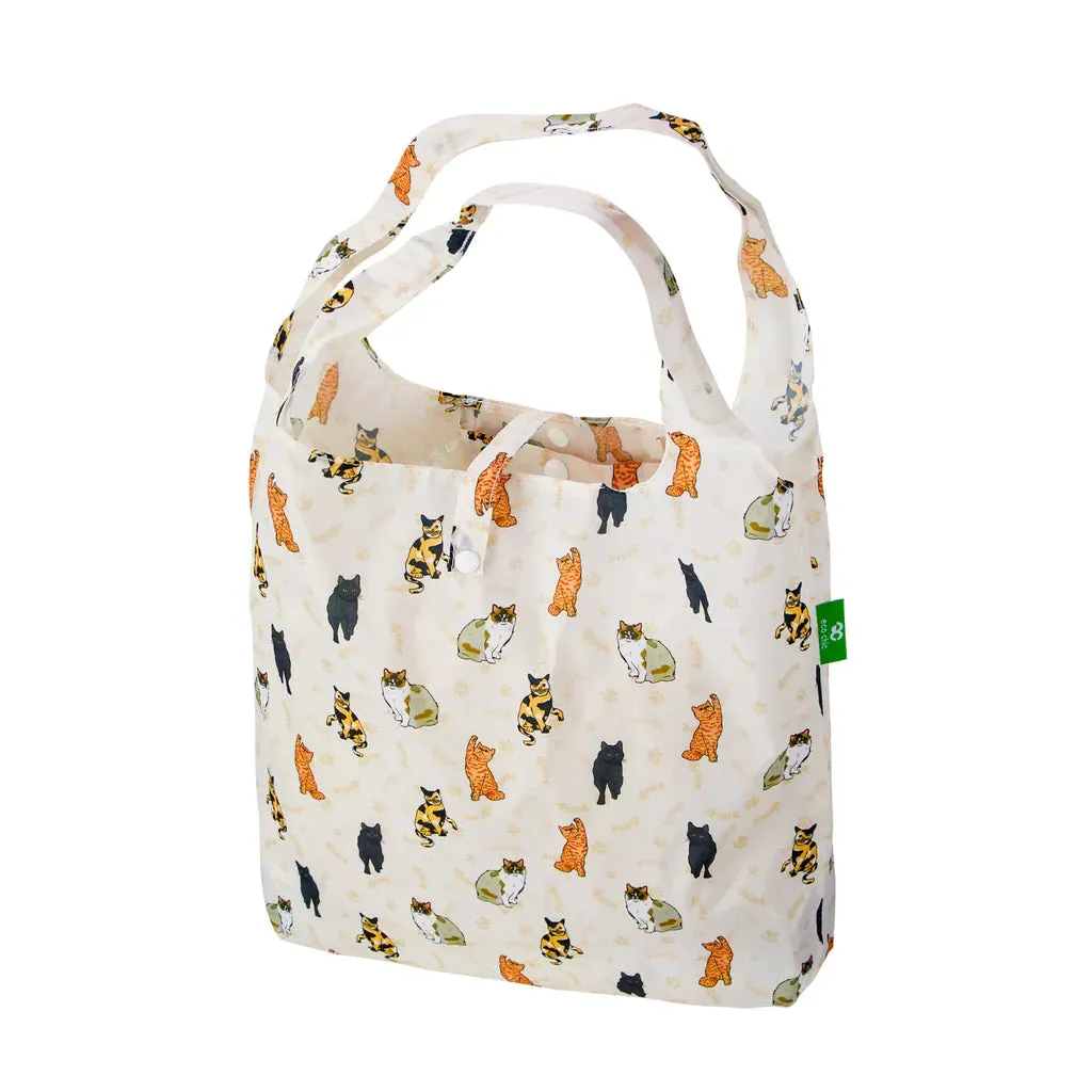 Eco Chic Lightweight Foldable Reusable Beloved Cats Shopping Bag