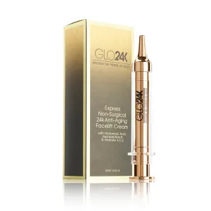 Express Non-Surgical Anti-Aging Facelift Cream with 24k Gold, Hyaluronic Acid, & Vitamins A, C, E  10ml / 0.33oz