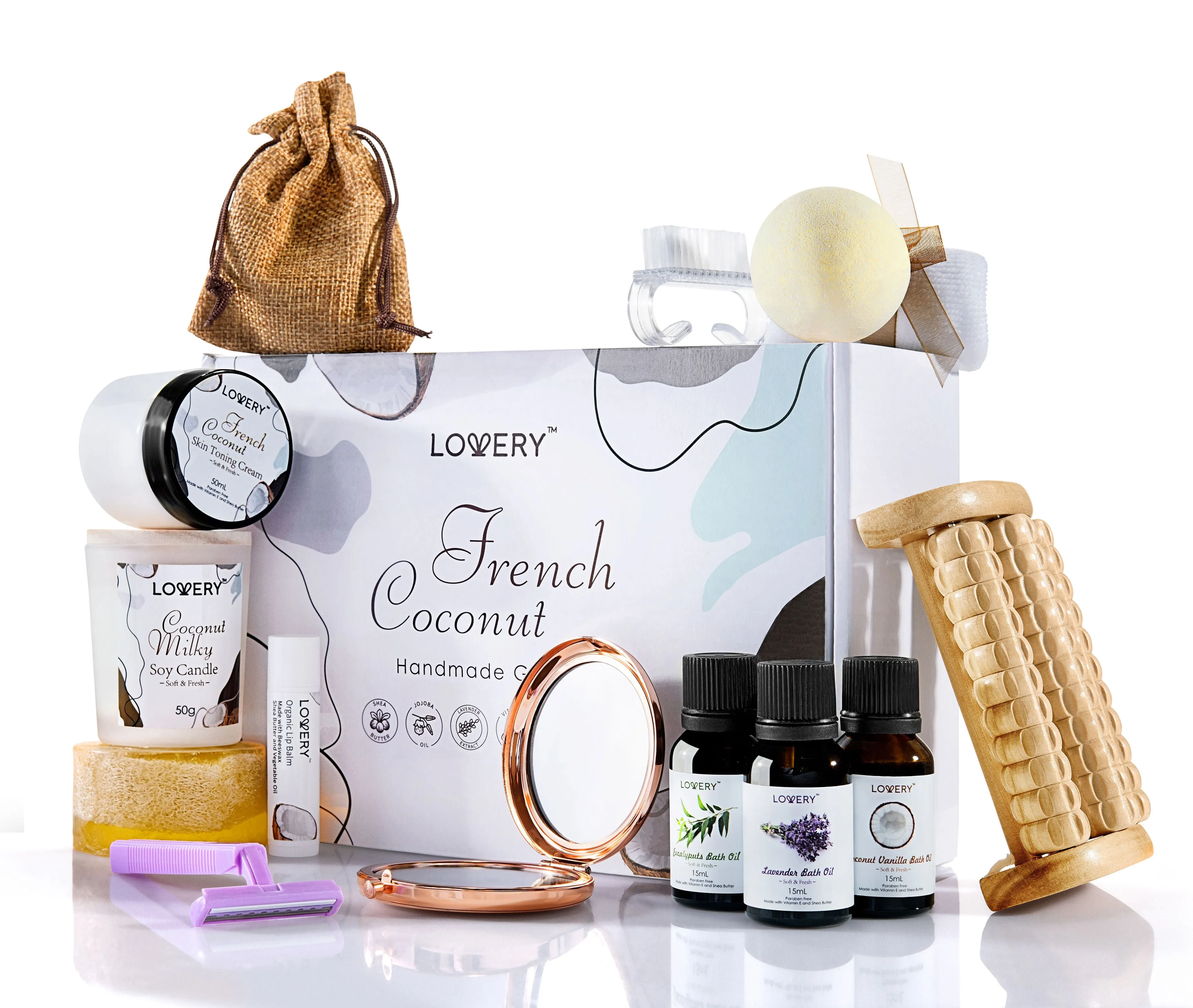 French Coconut Aromatherapy Handmade Gift Box, 20 Piece