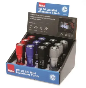 Hilka 1W 60 Lumens Aluminium Mini Torch (Assorted Colours)