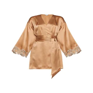 La Perla Maison Silk Satin Short Robe With Frastaglio