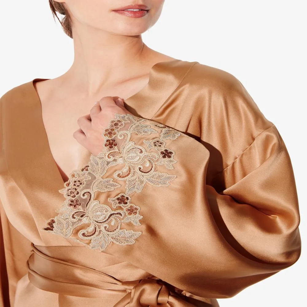 La Perla Maison Silk Satin Short Robe With Frastaglio