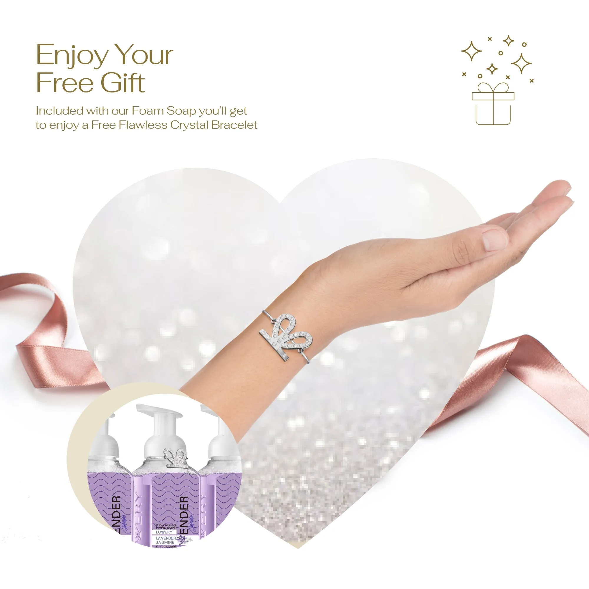 Lovery Foaming Hand Soap - Lavender Jasmine - Pack of 3 - Free Swarovski Bracelet