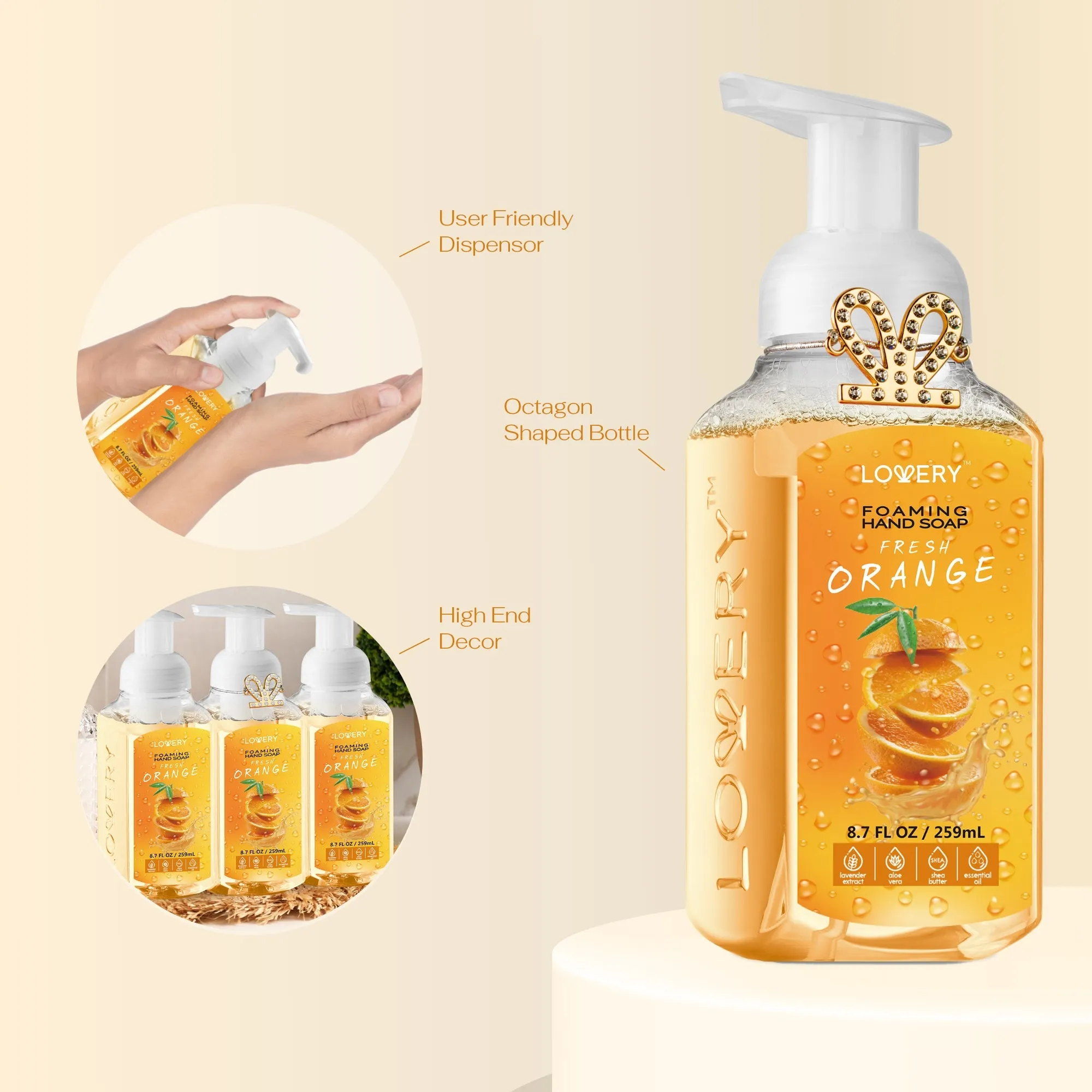 Lovery Foaming Hand Soap - Pack of 3 - Fresh Orange Scent