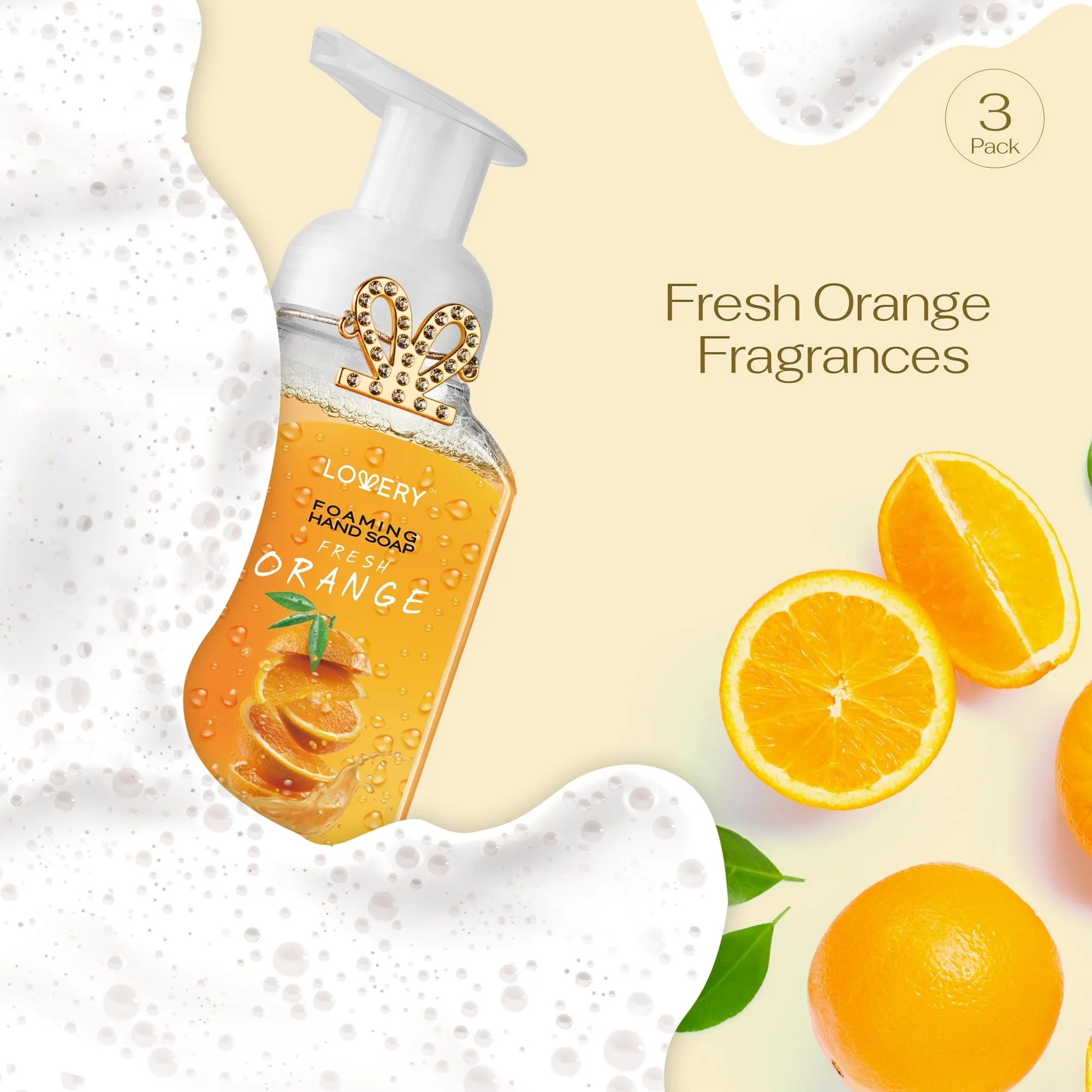 Lovery Foaming Hand Soap - Pack of 3 - Fresh Orange Scent