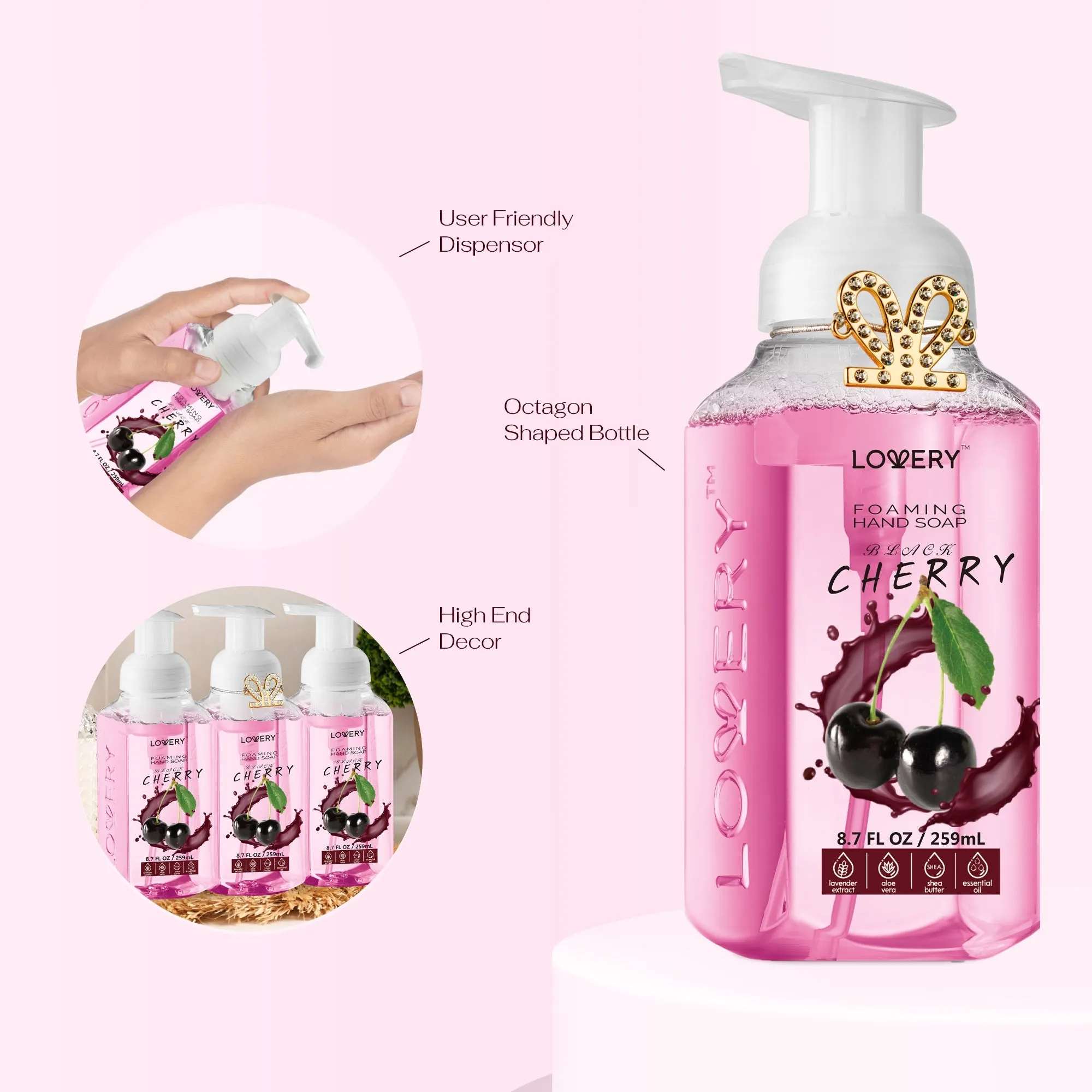 Lovery Foaming Hand Soap - Pack of 3 - Moisturizing Hand Soap - Black Cherry