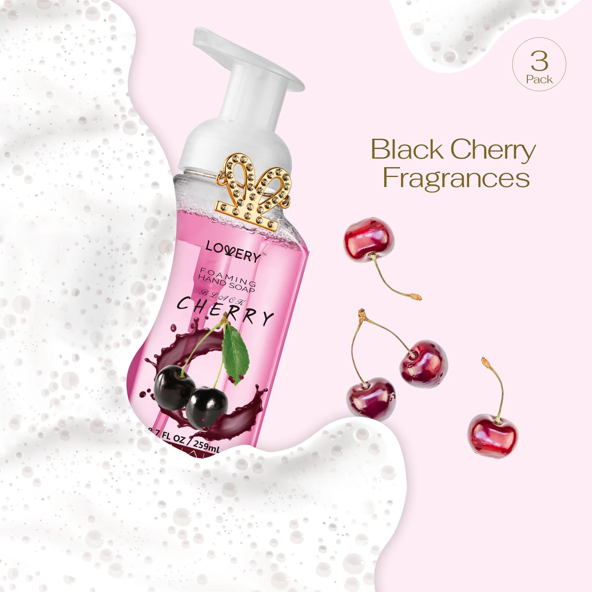 Lovery Foaming Hand Soap - Pack of 3 - Moisturizing Hand Soap - Black Cherry