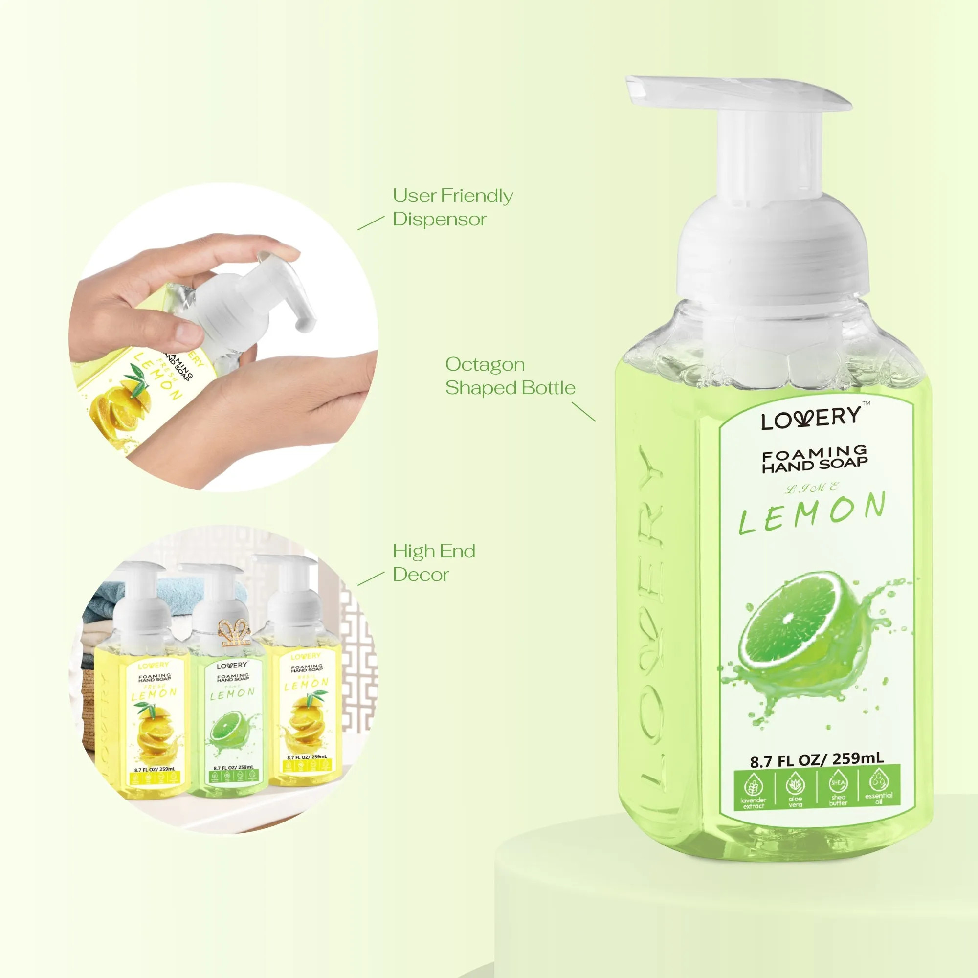 Lovery Foaming Hand Soap - Pack of 3 - Moisturizing Hand Soap - Lemon Lime