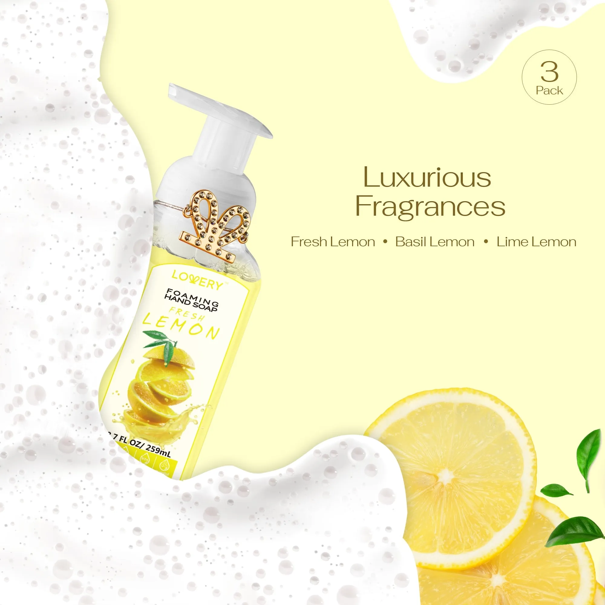 Lovery Foaming Hand Soap - Pack of 3 - Moisturizing Hand Soap - Lemon Lime