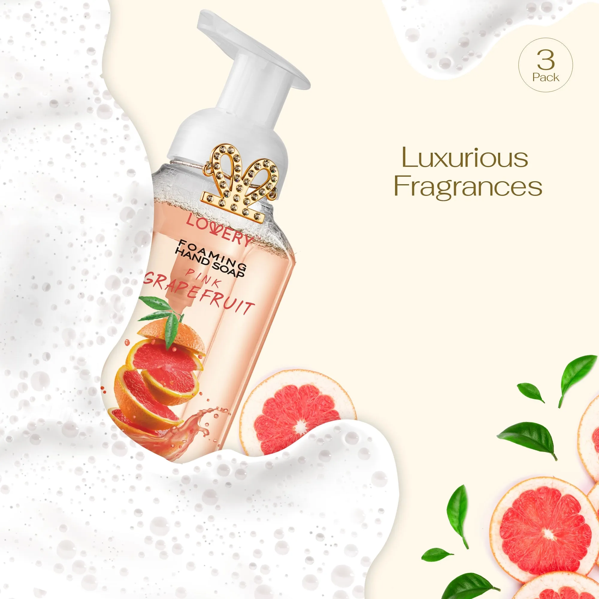 Lovery Foaming Hand Soap - Pack of 3 - Pink Grapefruit Scent