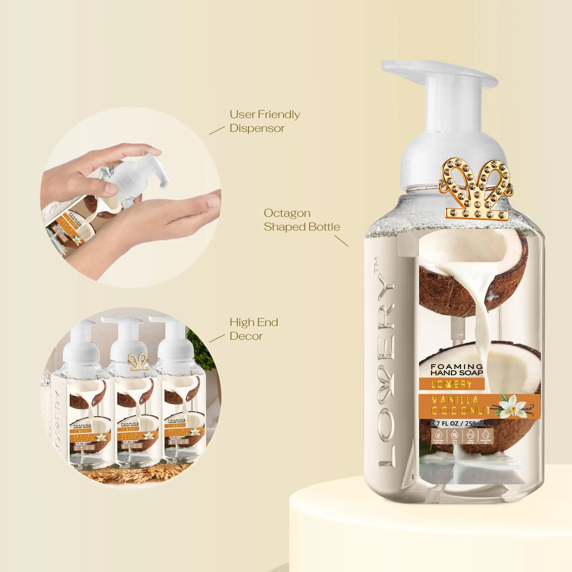 Lovery Foaming Hand Soap - Pack of 3 - Vanilla Coconut Scent