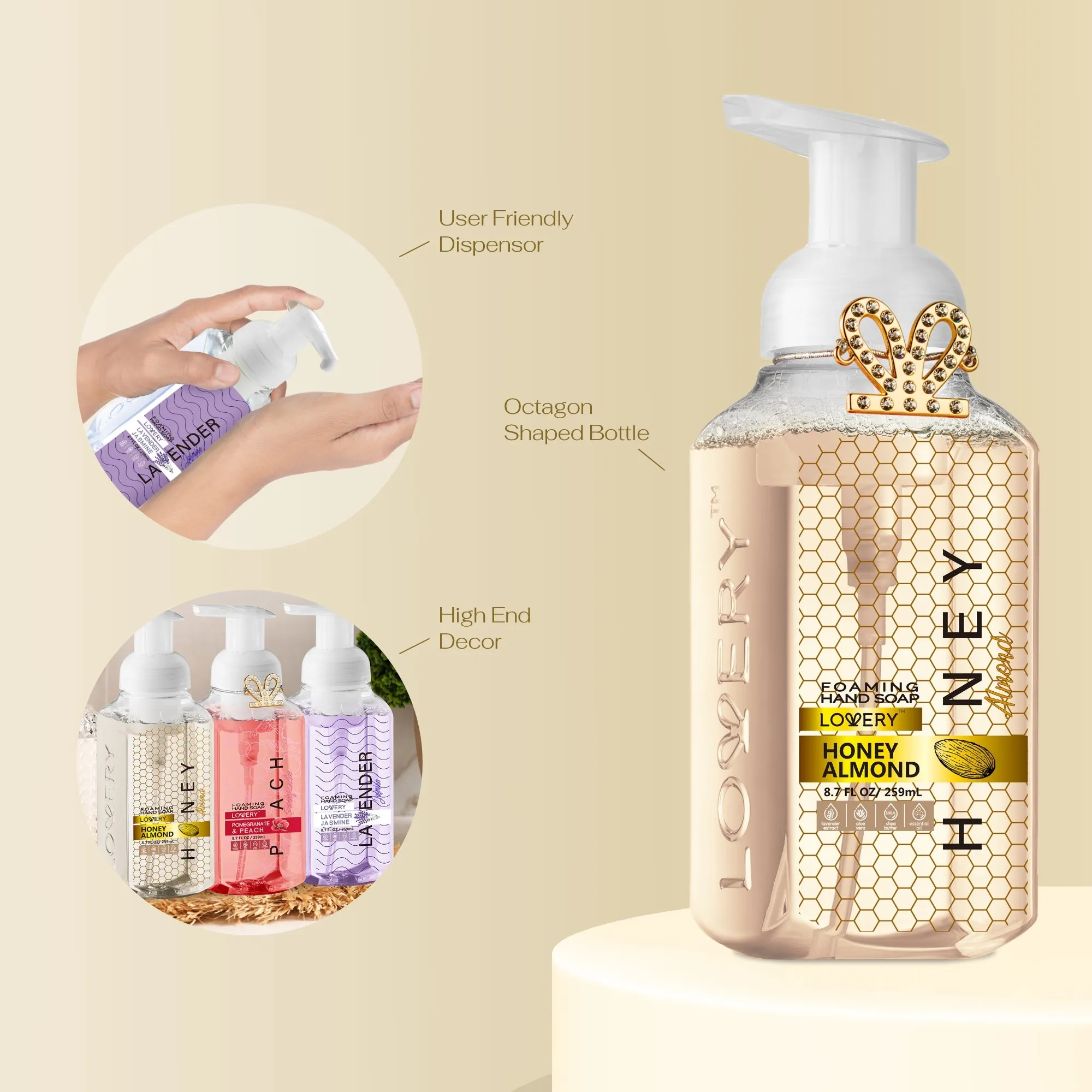 Lovery Foaming Hand Soap - Pack of 3 with Free Swarovski Bracelet