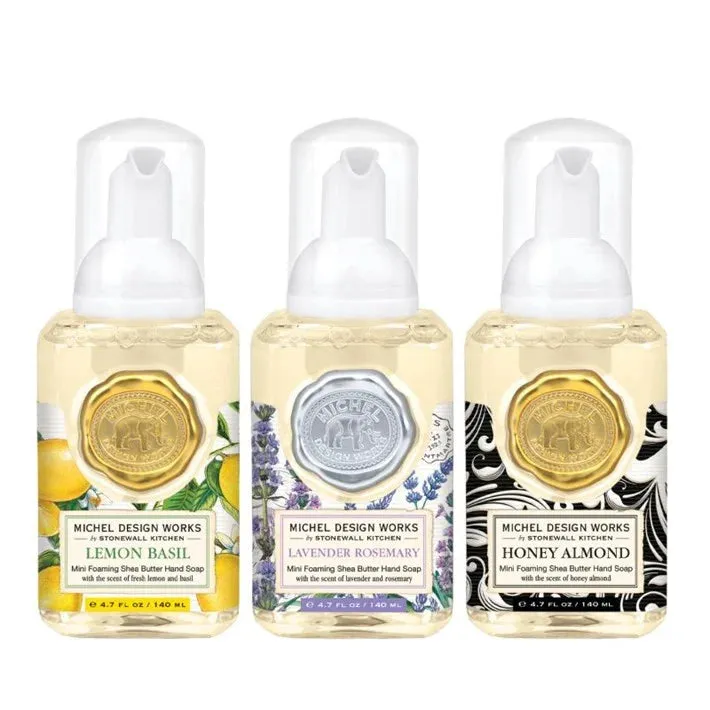 Michel Design Works Mini Foaming Hand Soap Set  Lavender Rosemary/ Lemon Basil/Honey Almond