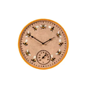 Outside In Beez Wall Clock and Thermometer