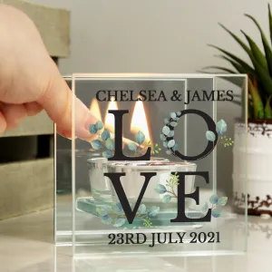 Personalised Botanical Mirrored Glass Tea Light Holder (MRK-iD)