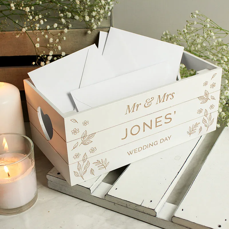 Personalised Free Text White Wooden Crate (MRK-iD)