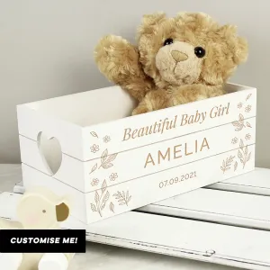 Personalised Free Text White Wooden Crate (MRK-iD)