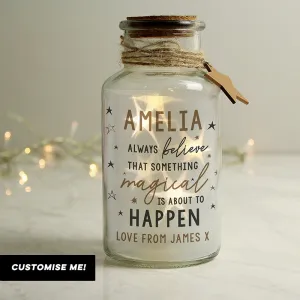 Personalised Magical Things Happen LED Glass Jar (MRK-iD)