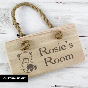 Personalised Teddy Wooden Sign (MRK-iD)