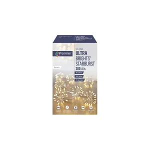 Premier 200 Ultra Bright Warm White Starburst String Lights With Timer