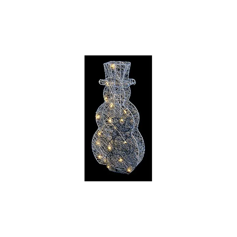 Premier Lit Silver Grey Snowman Warm White LED 31cm