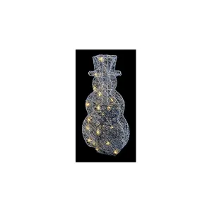 Premier Lit Silver Grey Snowman Warm White LED 31cm