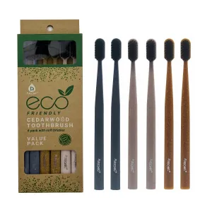 Pursonic 100% Eco-friendly Cedarwood Toothbrushes (6 Pack)