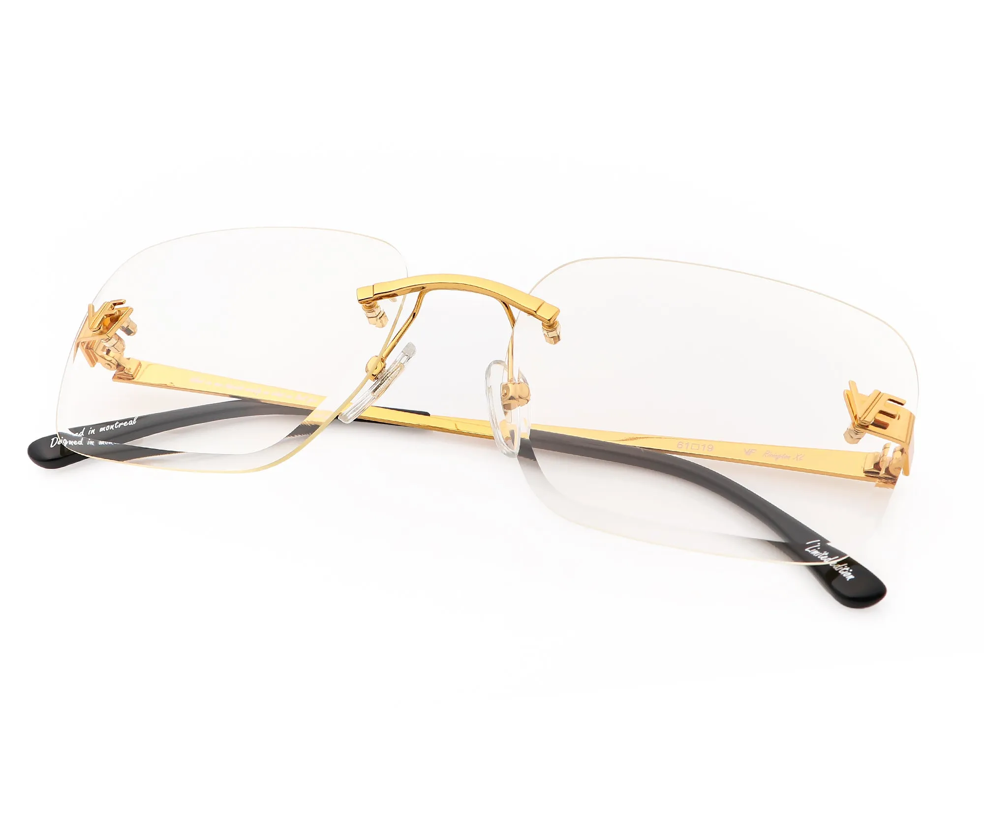 Rivington XL Rimless Drill Mount 24KT Gold