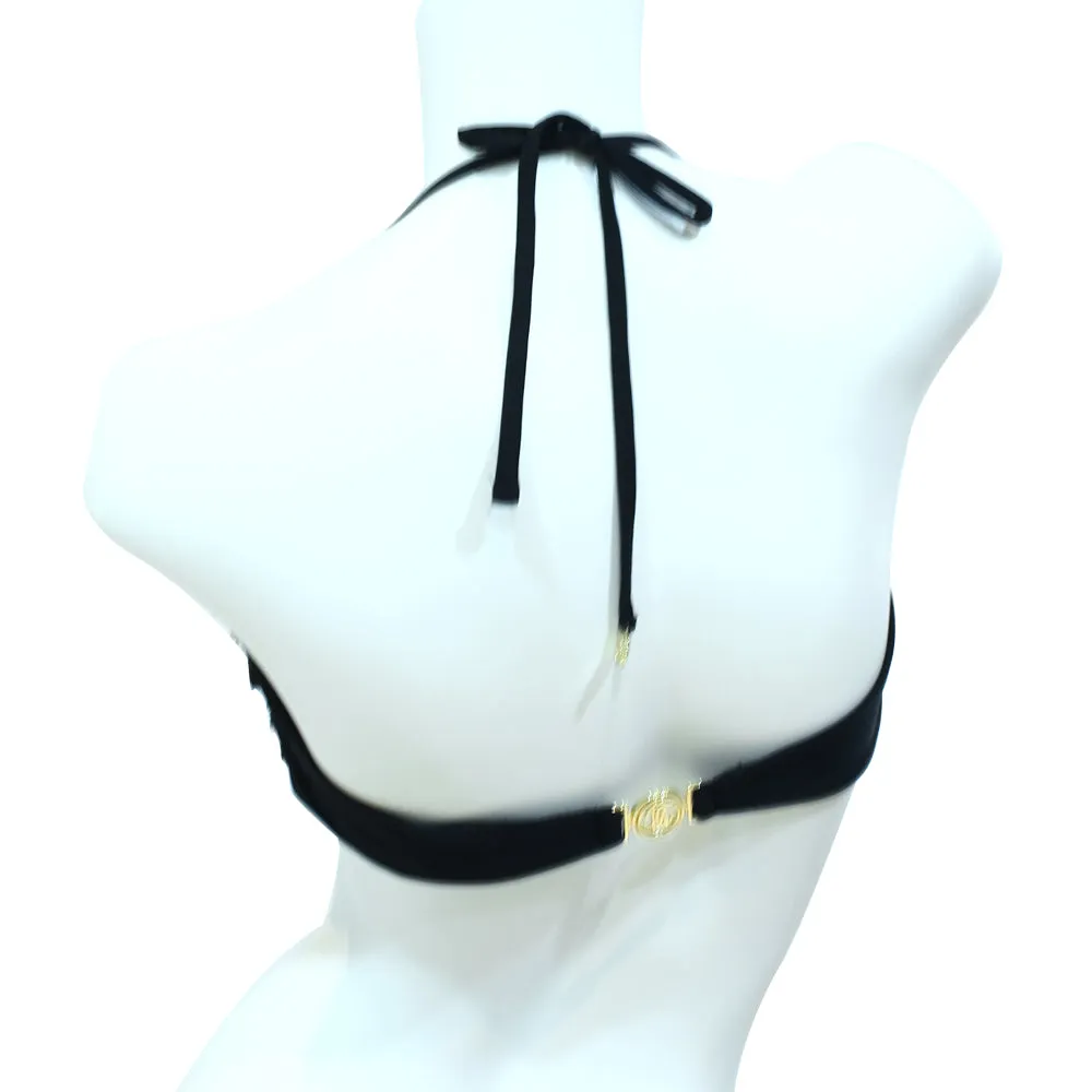 Roberto Cavalli Embroidered Bandeau Bra Swimwear Black Size Large Black