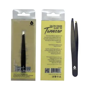 Salon Grade Professional Slant Tip Eyebrow Tweezer, Great for Facial Hair, Ingrown Hair, Splinter & Blackhead Remover