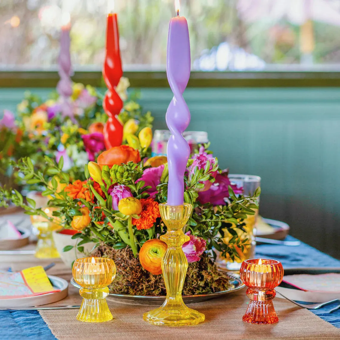 Talking Tables Boho Yellow Glass Candle Holder