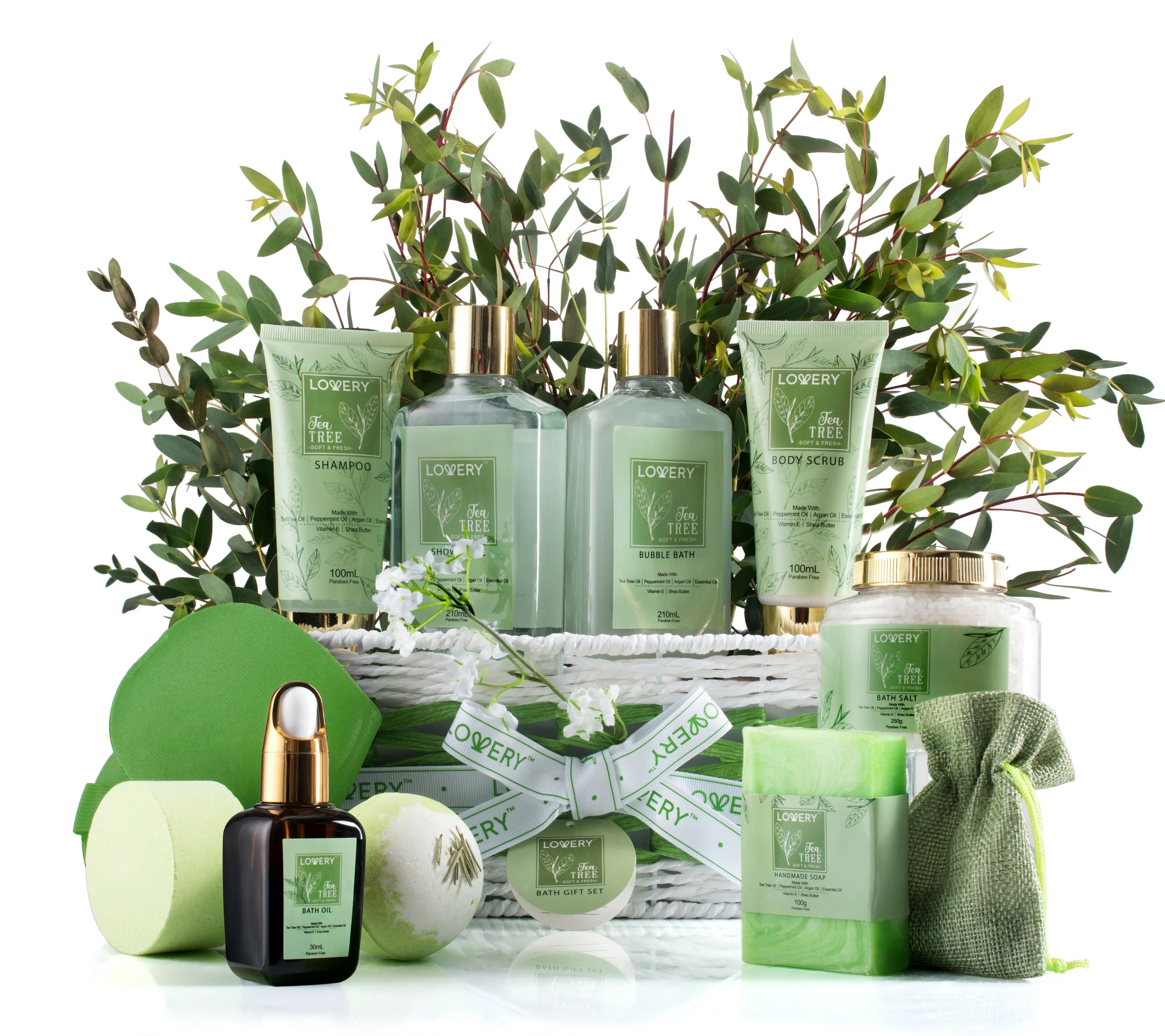 Tea Tree Bath Set - Luxury Aromatherapy Home Spa with Calming Mint Fragrance – 15 Pc 