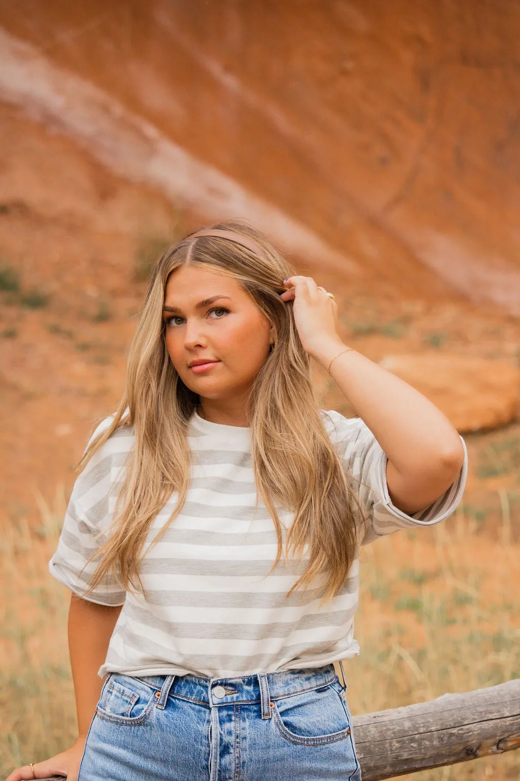 Thin Brown Leather Headband Andi