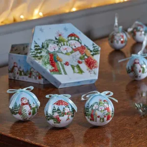 Three Kings Set of 7 Singing Snowmen Vintage Baubles