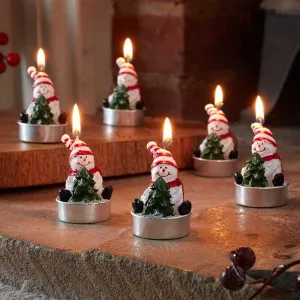 Three Kings Snowman Tealight Candles Set of 6