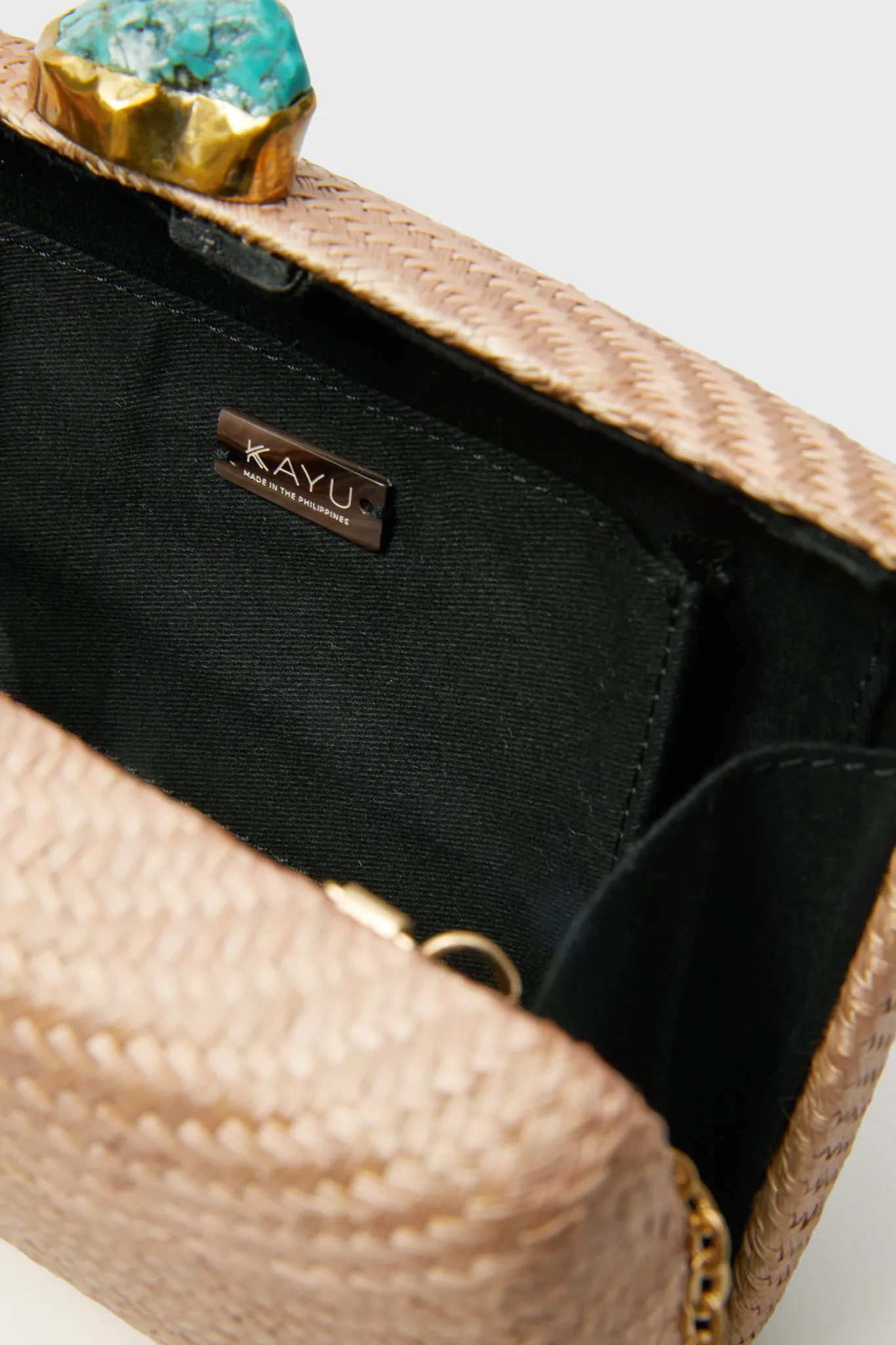Toast Jen Straw Clutch with Turquoise Stones