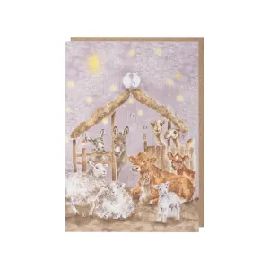 Wrendale Away in a Manger Farmyard Advent Calendar Card